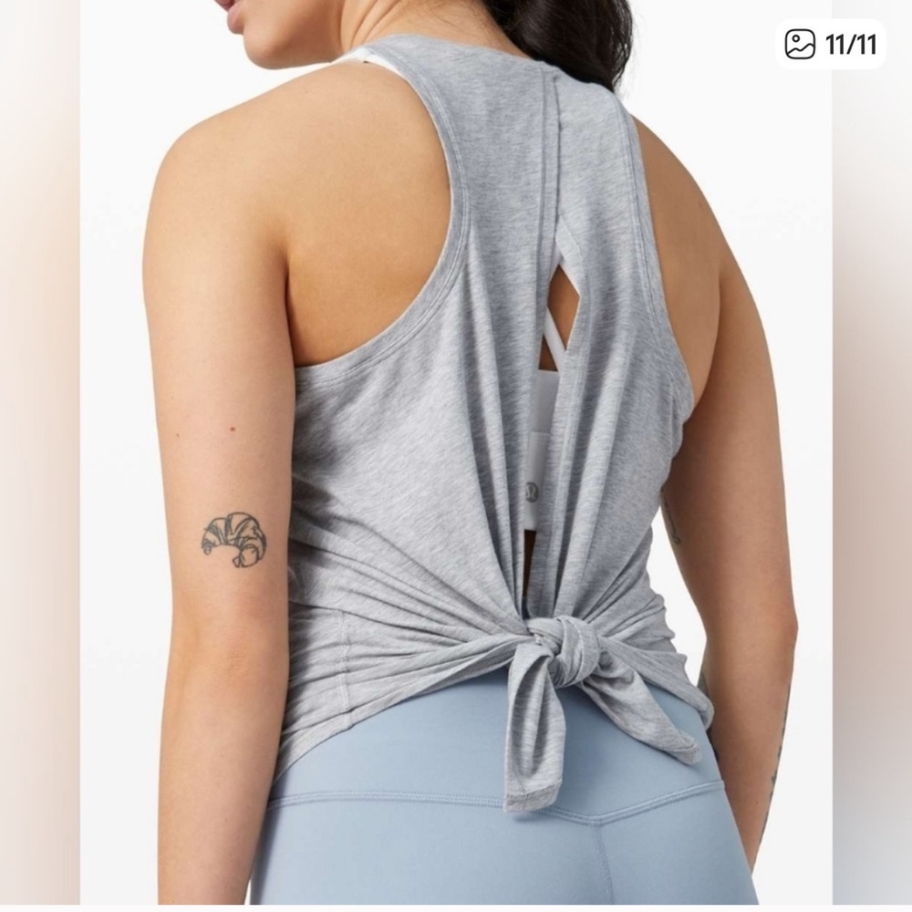 Lululemon It's A Tie Tank Top Heathered Gray Size 2 Open Tie Back